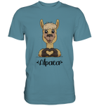 Herz Alpaka - Premium Shirt - Schweinchen's Shop - Unisex-Shirts - Stone Blue / S