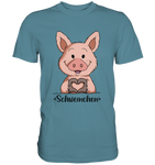 "Herz Schweinchen" - Men - Schweinchen's Shop - Unisex-Shirts - Stone Blue / S
