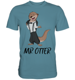 T-Shirt - Premium - "Mr Otter" - Men - Schweinchen's Shop - Unisex-Shirts - Stone Blue / S