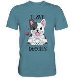 "I LOVE DOGGIES" - Premium Shirt - Schweinchen's Shop - Unisex-Shirts - Stone Blue / S