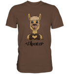 Herz Alpaka - Premium Shirt - Schweinchen's Shop - Unisex-Shirts - Chocolate / S