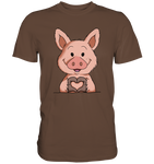 Schweinchen Herz - Premium Shirt - Schweinchen's Shop - Unisex-Shirts - Chocolate / S