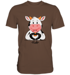 T-Shirt - "Kuh Herz" - Men - Schweinchen's Shop - Unisex-Shirts - Chocolate / S