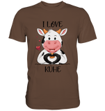 T-Shirt - "I LOVE KÜHE" - Men - Schweinchen's Shop - Unisex-Shirts - Chocolate / S