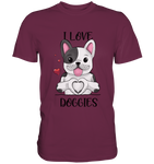 "I LOVE DOGGIES" - Premium Shirt - Schweinchen's Shop - Unisex-Shirts - Burgundy / S
