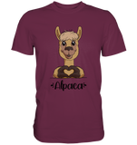 Herz Alpaka - Premium Shirt - Schweinchen's Shop - Unisex-Shirts - Burgundy / S