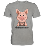 "Herz Schweinchen" - Men - Schweinchen's Shop - Unisex-Shirts - Sports Grey (meliert) / S