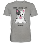 "Keep Calm" - Bulldog - Premium Shirt - Schweinchen's Shop - Unisex-Shirts - Sports Grey (meliert) / S