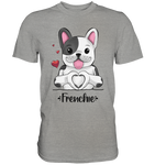 "Frenchie Herz" - Premium Shirt - Schweinchen's Shop - Unisex-Shirts - Sports Grey (meliert) / S