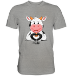 T-Shirt - "Kuh Herz" - Men - Schweinchen's Shop - Unisex-Shirts - Sports Grey (meliert) / S