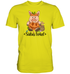 T-Shirt - "Süßes Ferkel" - Men - Schweinchen's Shop - Unisex-Shirts - Pixel Lime / S