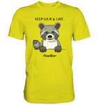 "Keep Calm" - Waschbär - Premium Shirt - Schweinchen's Shop - Unisex-Shirts - Pixel Lime / S