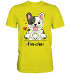 "Frenchie Herz" - Premium Shirt - Schweinchen's Shop - Unisex-Shirts - Pixel Lime / S