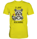 "I LOVE RACOONS" - Premium Shirt - Schweinchen's Shop - Unisex-Shirts - Pixel Lime / S