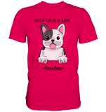 "Keep Calm Frenchie" - Premium Shirt - Schweinchen's Shop - Unisex-Shirts - Sorbet / S
