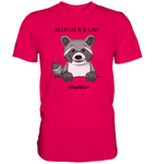 "Keep Calm" - Waschbär - Premium Shirt - Schweinchen's Shop - Unisex-Shirts - Sorbet / S