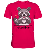 "Herz Waschbär" - Premium Shirt - Schweinchen's Shop - Unisex-Shirts - Sorbet / S