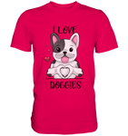 "I LOVE DOGGIES" - Premium Shirt - Schweinchen's Shop - Unisex-Shirts - Sorbet / S