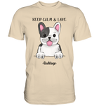 "Keep Calm" - Bulldog - Premium Shirt - Schweinchen's Shop - Unisex-Shirts - Sand / S