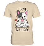 "I Love Bulldogs" - Premium Shirt - Schweinchen's Shop - Unisex-Shirts - Sand / S