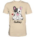 "Bulldog Herz" - Premium Shirt - Schweinchen's Shop - Unisex-Shirts - Sand / S