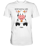 T-Shirt - "Keep Calm" - Kuh - Men - Schweinchen's Shop - Unisex-Shirts - White / S
