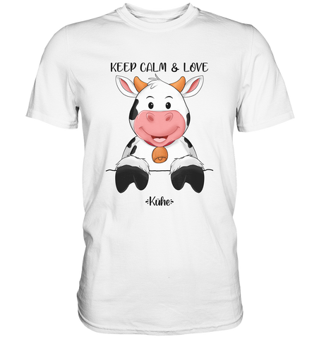 T-Shirt - "Keep Calm" - Kuh - Men - Schweinchen's Shop - Unisex-Shirts - White / S