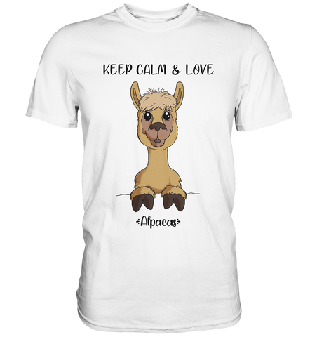 "Keep Calm" Alpaka - Premium Shirt - Schweinchen's Shop - Unisex-Shirts - White / S