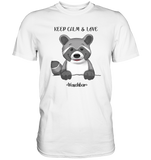 "Keep Calm" - Waschbär - Premium Shirt - Schweinchen's Shop - Unisex-Shirts - White / S