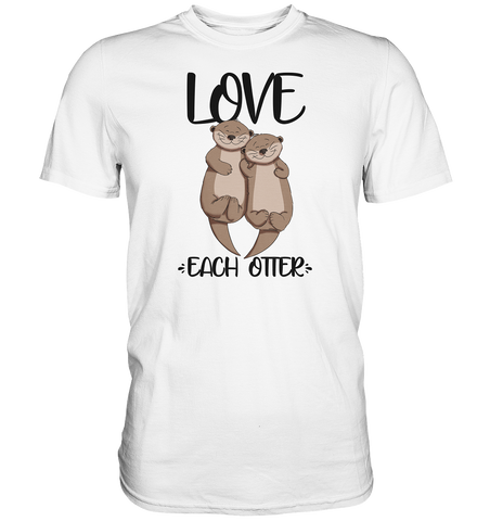 T-Shirt - "LOVE EACH OTTER" - Men - Schweinchen's Shop - Unisex-Shirts - White / S