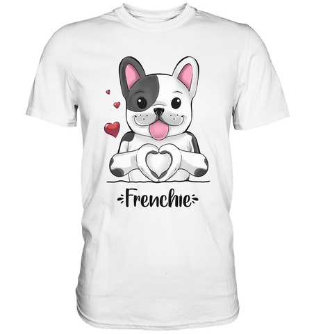 "Frenchie Herz" - Premium Shirt - Schweinchen's Shop - Unisex-Shirts - White / S
