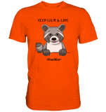 "Keep Calm" - Waschbär - Premium Shirt - Schweinchen's Shop - Unisex-Shirts - Orange / S