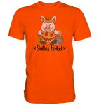 T-Shirt - "Süßes Ferkel" - Men - Schweinchen's Shop - Unisex-Shirts - Orange / S