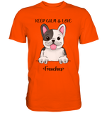 "Keep Calm Frenchie" - Premium Shirt - Schweinchen's Shop - Unisex-Shirts - Orange / S