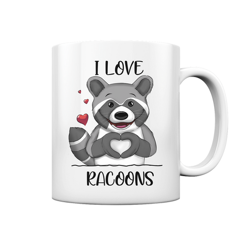 "I LOVE RACOONS" - Tasse glossy - Schweinchen's Shop - Trinkgefäße - White glossy / 330ml