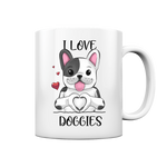 "I LOVE DOGGIES" - Tasse glossy - Schweinchen's Shop - Trinkgefäße - White glossy / 330ml