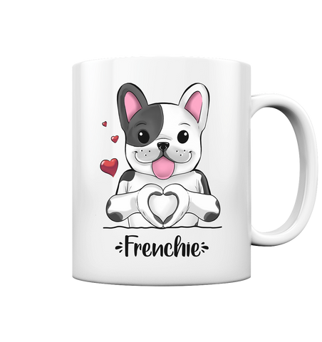 "Frenchie Herz" - Tasse glossy - Schweinchen's Shop - Tassen - White glossy / 330ml