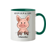 Tasse - "Keep Calm" - Zweifarbig - Schweinchen's Shop - Tassen - Dunkelgrün / 330ml