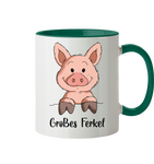 Tasse - "Großes Ferkel" - Zweifarbig - Schweinchen's Shop - Tassen - Dunkelgrün / 330ml