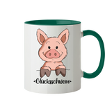 Tasse - "Glücksschwein" - Zweifarbig - Schweinchen's Shop - Tassen - Dunkelgrün / 330ml