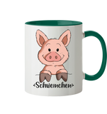 Tasse - "Schweinchen" - Zweifarbig - Schweinchen's Shop - Tassen - Dunkelgrün / 330ml