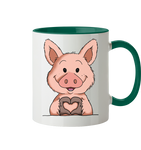 Tasse - "Herz" - Zweifarbig - Schweinchen's Shop - Tassen - Dunkelgrün / 330ml