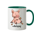 Tasse - "dickpig" - Zweifarbig - Schweinchen's Shop - Tassen - Dunkelgrün / 330ml