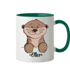 Tasse - "Otter" - Zweifarbig - Schweinchen's Shop - Tassen - Dunkelgrün / 330ml