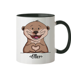 "Herz Otter" - Tasse zweifarbig - Schweinchen's Shop - Tassen - Black / 330ml