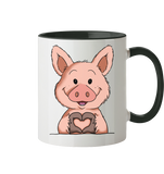 Tasse - "Herz" - Zweifarbig - Schweinchen's Shop - Tassen - Black / 330ml