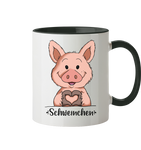 "Herz Schweinchen" - Tasse zweifarbig - Schweinchen's Shop - Tassen - Black / 330ml