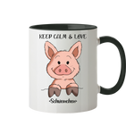 Tasse - "Keep Calm" - Zweifarbig - Schweinchen's Shop - Tassen - Black / 330ml