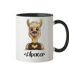 Tasse - "Herz Alpaca" - Zweifarbig - Schweinchen's Shop - Tassen - Black / 330ml
