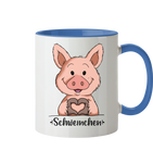 "Herz Schweinchen" - Tasse zweifarbig - Schweinchen's Shop - Tassen - Cambridge Blue / 330ml